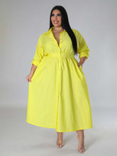 Load image into Gallery viewer, Fashionable Plus Size Women's Solid Color Long Sleeve Shirt Dresses +