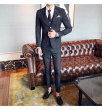 Load image into Gallery viewer, Classy Suit for Gentlemen - Slim Fit Three-piece Suit With Line Pattern - Business or Casual Men's Suit +