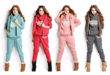 Load image into Gallery viewer, Autumn Winter Models Women's Casual Suit New Version of  Hooded Fleece Thickening Three-piece Sweater (+)