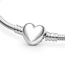 Load image into Gallery viewer, Wrist Elegance Hand-finished Sterling Silver Snake Chain Bracelet with a Heart-shaped Clasp Bracelet for Women +