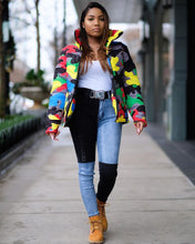 Load image into Gallery viewer, Camouflage Print Winter Bubble Coat - Female Cropped Puffer Jacket - Trendy Winter Coat - Multicolored Camouflage Jacket +