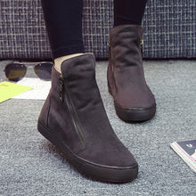 Load image into Gallery viewer, Velvet Short Tube Cotton Warm Boots British Style Plush Side Zip Martin Boots Genuine Fashionable Women's Boot (+)