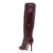 Load image into Gallery viewer, Burgundy PU Plus Size Pointed Toe Knee-length Boots +