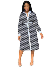 Load image into Gallery viewer, Houndstooth Print Dress Classic Women's Dress Business Professional Dress +
