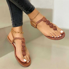 Load image into Gallery viewer, Plus Size Sandals Beach Shoes Summer Women Flat Split Toe Sandals +
