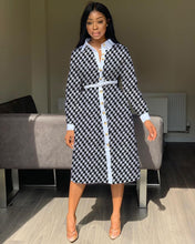 Load image into Gallery viewer, Houndstooth Print Dress Classic Women's Dress Business Professional Dress +