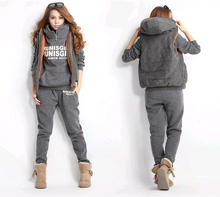 Load image into Gallery viewer, Autumn Winter Models Women's Casual Suit New Version of  Hooded Fleece Thickening Three-piece Sweater (+)