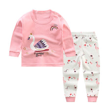 Load image into Gallery viewer, Children's Underwear Set Long-sleeved Color Matching Cotton Round Neck Shoulder Buckle +