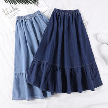 Load image into Gallery viewer, Denim A-line Skirt - Mid-length Skirt Jean - Casual Denim skirt +