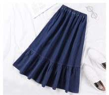 Load image into Gallery viewer, Denim A-line Skirt - Mid-length Skirt Jean - Casual Denim skirt +