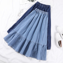 Load image into Gallery viewer, Denim A-line Skirt - Mid-length Skirt Jean - Casual Denim skirt +
