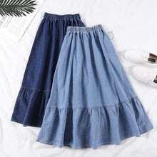Load image into Gallery viewer, Denim A-line Skirt - Mid-length Skirt Jean - Casual Denim skirt +