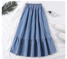 Load image into Gallery viewer, Denim A-line Skirt - Mid-length Skirt Jean - Casual Denim skirt +