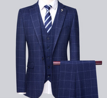 Load image into Gallery viewer, Male Three-Piece Slim Plaid Suit Formal and Casual Business Groom Suit +