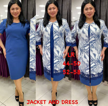 Load image into Gallery viewer, African Ladies Plus Size Long Jacket Printed Lace Dress Suit +