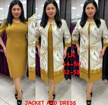 Load image into Gallery viewer, African Ladies Plus Size Long Jacket Printed Lace Dress Suit +