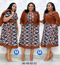 Load image into Gallery viewer, African Plus Size Women's New Printed Two-Piece Dress +