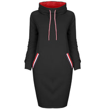 Load image into Gallery viewer, Laid-back Hooded Dress Sweatshirt Dress Women's Winter Outfit +