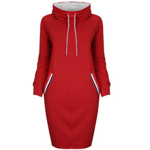 Load image into Gallery viewer, Laid-back Hooded Dress Sweatshirt Dress Women's Winter Outfit +