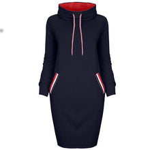 Load image into Gallery viewer, Laid-back Hooded Dress Sweatshirt Dress Women's Winter Outfit +