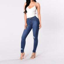 Load image into Gallery viewer, Ripped Slim Pants Dark Temperament Denim Pants Women Jeans +