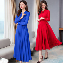 Load image into Gallery viewer, Classy Elegant Women's Dress - Long Sleeve Chiffon Solid Color Dress +