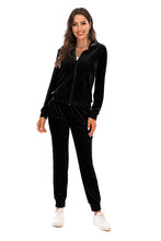 Load image into Gallery viewer, Women's Sweatsuit Zip-Up Hooded Jacket and Pants Set +