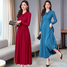 Load image into Gallery viewer, Classy Elegant Women's Dress - Long Sleeve Chiffon Solid Color Dress +