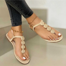 Load image into Gallery viewer, Plus Size Sandals Beach Shoes Summer Women Flat Split Toe Sandals +