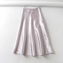 Load image into Gallery viewer, Luxury Satin Mid-calf Skirt High Waist Glossy Skirt Satin Textured Skirt +
