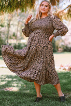 Load image into Gallery viewer, Plus Size Animal Print Smocked Tiered Dress +