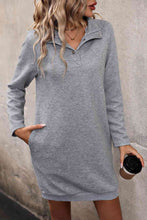 Load image into Gallery viewer, Collared Neck Snap Front Mini Dress +