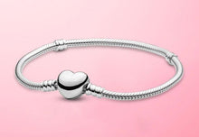 Load image into Gallery viewer, Wrist Elegance Hand-finished Sterling Silver Snake Chain Bracelet with a Heart-shaped Clasp Bracelet for Women +