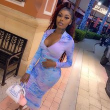 Load image into Gallery viewer, Stand-up Collar Zipper Bag Hip Dress +