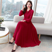 Load image into Gallery viewer, Classy Elegant Women's Dress - Long Sleeve Chiffon Solid Color Dress +