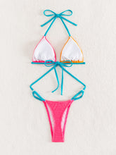 Load image into Gallery viewer, Contrast Halter Neck Tied Bikini Set +