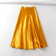 Load image into Gallery viewer, Luxury Satin Mid-calf Skirt High Waist Glossy Skirt Satin Textured Skirt +