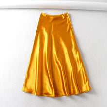 Load image into Gallery viewer, Luxury Satin Mid-calf Skirt High Waist Glossy Skirt Satin Textured Skirt +