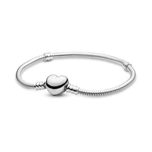 Load image into Gallery viewer, Wrist Elegance Hand-finished Sterling Silver Snake Chain Bracelet with a Heart-shaped Clasp Bracelet for Women +