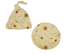 Load image into Gallery viewer, Burrito Baby Blanket - Flour Tortilla Swaddle Blanket - Sleeping Swaddle Wrap Hat - Trendy Baby Blanket +