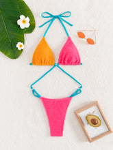 Load image into Gallery viewer, Contrast Halter Neck Tied Bikini Set +