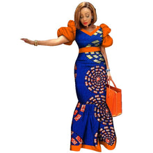 Load image into Gallery viewer, Ladies Dresses African Plus Size Puff Sleeve Dress +