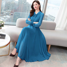 Load image into Gallery viewer, Classy Elegant Women's Dress - Long Sleeve Chiffon Solid Color Dress +