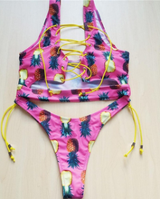 Load image into Gallery viewer, Sexy Lace-Up Thong Bikini Two-piece big boob bikini Women's Swimsuit +