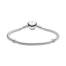 Load image into Gallery viewer, Wrist Elegance Hand-finished Sterling Silver Snake Chain Bracelet with a Heart-shaped Clasp Bracelet for Women +