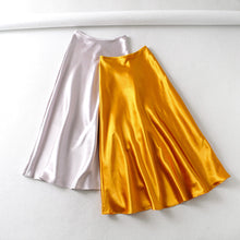 Load image into Gallery viewer, Luxury Satin Mid-calf Skirt High Waist Glossy Skirt Satin Textured Skirt +