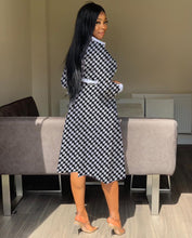 Load image into Gallery viewer, Houndstooth Print Dress Classic Women's Dress Business Professional Dress +