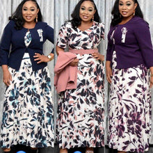 Load image into Gallery viewer, Fashion Print Small Blazer Long Dress Two Piece Women Set 2Piece Outfits +