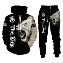 Load image into Gallery viewer, Lion Print Men Hooded Sweatshirt Set +