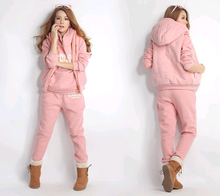 Load image into Gallery viewer, Autumn Winter Models Women's Casual Suit New Version of  Hooded Fleece Thickening Three-piece Sweater (+)